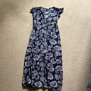 Paisley Print Navy Dress